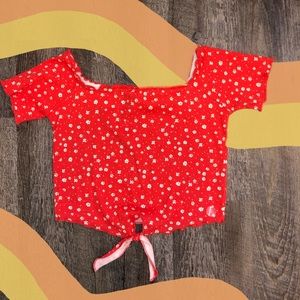 ☆ Red floral crop top ☆
